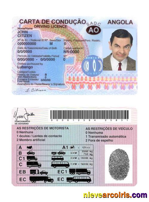 Angola driving license